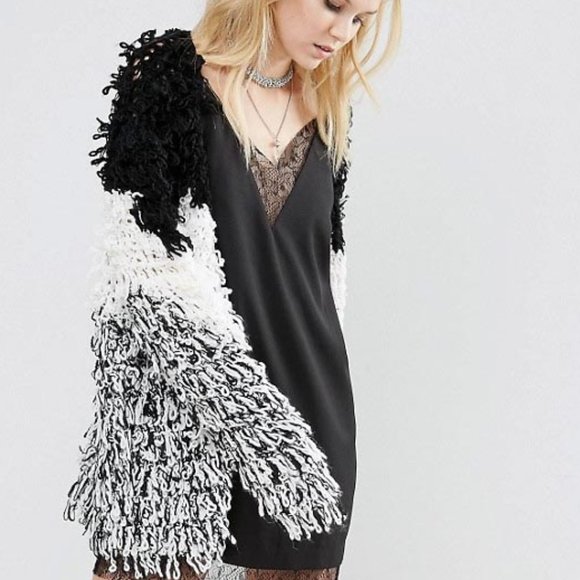 πSTUNNINGπ Bogo Chic Shaggy Colorblock Loop Knit Knit Cardigan - Picture 5 of 11